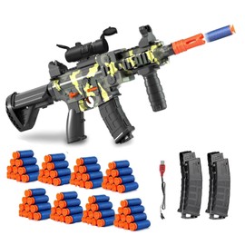 Toy Foam Blaster Guns Electric Sniper Rifle for Nerf Guns Dart with Scope 80 Soft Bullets 2 Magazine, Automatic Foam Blaster for Boy Age 6-12 Years