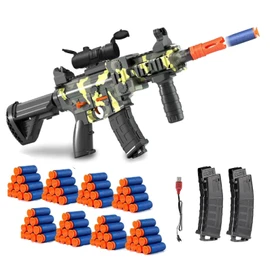 Toy Foam Blaster Guns Electric Sniper Rifle for Nerf Guns Dart with Scope 80 Soft Bullets 2 Magazine, Automatic Foam Blaster for Boy Age 6-12 Years