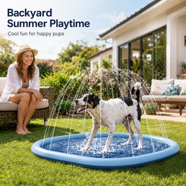 79" Dog Splash Pad for Backyard Water Play – Extra Large PVC Sprinkler Mat for Pets, Kids & Summer Fun