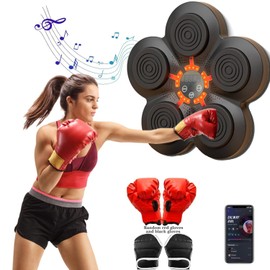 Music Boxing Machine with Boxing Gloves, Wall Mounted Smart Bluetooth Music Boxing Trainer, Electronic Boxing Target Workout Punching Equipment for Home, Indoor and Gym