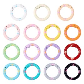 Craftdady 15pcs Alloy Spring Ring Clasps Round Spring Clips Carabiner O Ring Snap Clip Trigger Spring Keyring Buckle Metal Secure Holder 24 x 3.5 mm for DIY Craft Keychain Jewelry Making