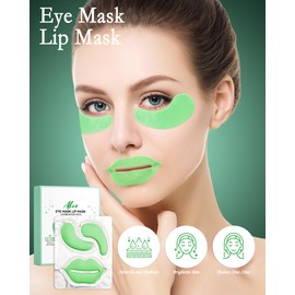 10 Pairs Aloe Crystal Eye Mask and 10 Pcs Aloe Crystal Lip Mask,Hydrating Moisturizing Under Eye Patches Lip Pads,Reducing Fine Lines Dark Circle,Mother's Day Skincare Products Gift Kit for Women