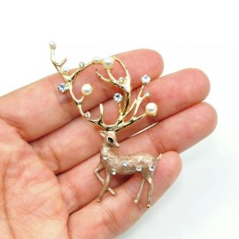 Unbranded Christmas Deer Brooch gold Reindeer pin brooches gift presents for her friends