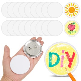 XunYee 40 Pcs Blank White Button Pins 2.25 Inch/ 58 mm DIY Craft Button with Pin White Pins Buttons Design Button Making Kit for DIY Crafts Christmas Craft Supplies, DIY Badges