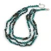 Avalaya 3 Strand Layered Glass/Shell Bead Necklace In Malachite Green/Emerald