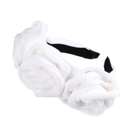 Artificial Rose Headband Women, Wide Headband Hairband, Elegant Flower Headband, Hair Accessories for Women and Girls, Headband for Wedding, Prom, Party, White