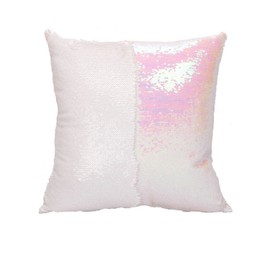 Freestyle Reversible Color Change Sequin Throw Pillow Cases Covers in Two-Tone, 16" X 16", Navy Blue & Silver, Creative Decorations on Sofas/ Armchairs/ Beds/ Floors/ Cars (Rainbow White)