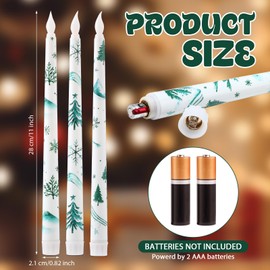 Kittmip Christmas Trees Flameless Taper Candles 11 Inch Long Forest Battery Operated LED Candles Table Centerpiece for Xmas Winter Holiday Party Decoration