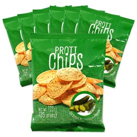 Proti Fit - Dill Pickle Proti Protein Chips, 15g Protein, Low Calorie, Low Fat, Low Carb, High Fiber, Gluten Free, Healthy Snack Chips, 7 Single Serving Bags (Dill Pickle)