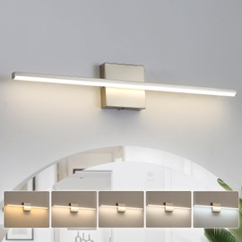 fengkiop Modern Bathroom Vanity Light 24 Inch, 18W Brushed Nickel Bathroom Light Fixture Over Mirror, Dimmable 5CCT LED Wall Sconce Lighting for Restr