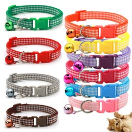 10 Pcs Breakaway Cat Collar, Breakaway Cat Collars with Bells, Quick Release Cat Collar Colorful Kitten Collars Safety Buckle with Bell, Ideal for Girl Cats Male Cats Kittens Puppies(Mixed Colors)