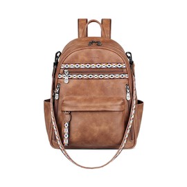 FADEON Small Backpack Purse for Women Designer PU Leather Roomly Mini Backpacks Multi Pocket Fashion Shoulder Backpack