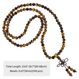 Nupuyai 108 Mala Prayer Beads Bracelet Women Men, Tiger's Eye Crystal Stone Beads Wrap Bracelet Meditation Stone Necklace Multi Layer Bracelet