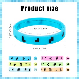 SAVITA 24stk Leuchtende Pixel Silikonarmbänder, Pixel Bergbau Thema Partygeschenke Leuchtendes Armband im Dunkeln für Jungen Mädchen Gamer Geschenke Geburtstag Partydekoration Zubehör (6 Farben)