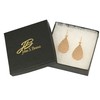 Small Damask Embossed Bronze Long Teardrop Earrings