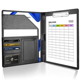 Casenly Clipboard Folder A4, PU Faux Leather Conference Folder, Writing Case, Notepad, Document Folder, Leather Portfolio Folder Clipboard, Business Folder Organiser for Men and Women