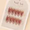 french tip press on nails short，30 pcs glossy cat eye