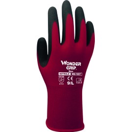 Wondergrip - Neo - WG-1857W Safety Gloves - Single Nitrile Coating - Thin and Light Liner - High Grip & Ergonomic Fit - For Dry-to-Oily Conditions - Red - Medium