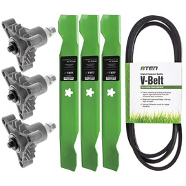 8TEN Deck Spindle Blade Belt Kit Set Combo 50 inch for AYP Husqvarna GTH200 GT200 532137380 532138255