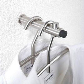 PHOS Design Elegant Stainless Steel Wall Hook with Door Stop, Diameter 2 x 11.1 cm, Matte Polished, Front Side with Rubber Buffer