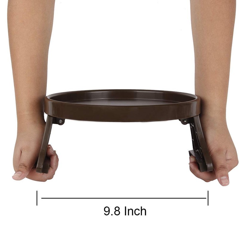 (Brown) - Sofa Arm Clip Tray, Side Table for Remote