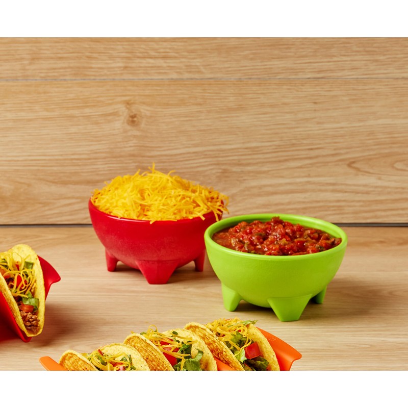 IMUSA USA Plastic Salsa Dishes 3-Piece, Red, Orange, Green