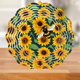 Versatility Sunflower Wind Spinner 10" Metal Sunflower Yellow Outdoor Garden Yard Whirligig