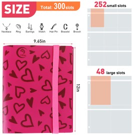 17Dec Large Transparent Jewelry Storage Book with 300 Pockets and 50 Jewelry Pouches,Travel Jewelry Organizer and Storage,Jewelry Binder Organizer for Earring,Bracelet,Necklace