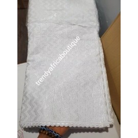 swiss lace 5 yards sale: Pure White soft Swiss Lace fabric for Africa men Outfit. Sold 5yds