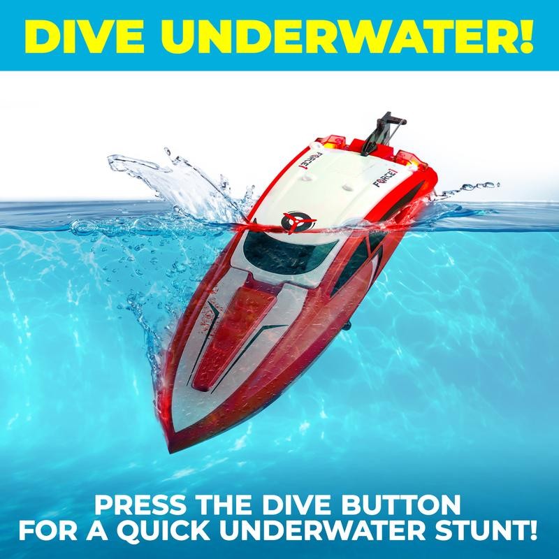 Force1 Velocity Fast RC Speed Boat with Underwater Driving Feature:_Red