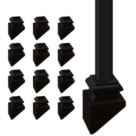 Patavin 12 Pcs 1/2" Iron Baluster Slant Shoes for Interiors Square Stair Holoow Sprindles,Satin Black