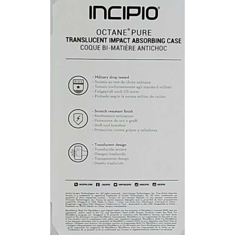 Incipio Octane Pure Blackberry PRIV Impact Absorbing Case Translucent Gray