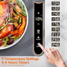 Electric Warming Tray, 9 Temperature Modes & Upgraded Electric Heating Wire Full Surface Heating, Portable Warming Mat for Food, 6-Hours Auto Shut-Off Food Warming Mat for Buffet, Parties