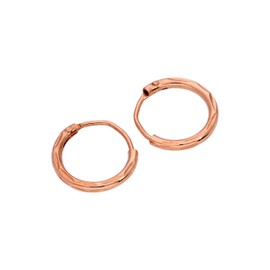 Rose Gold Dipped Sterling Silver Diamond Cut Sleeper 10mm Hoop Earrings
