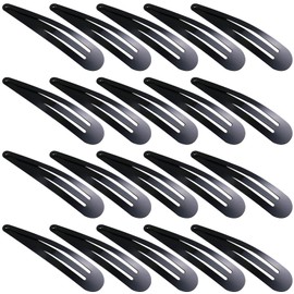 20 Pcs Snap Hair Clips, Black Hair Accessories, Anti-slip Snap Clip 7 CM Hair Clips for All Hair Types (Water Drop Shape)