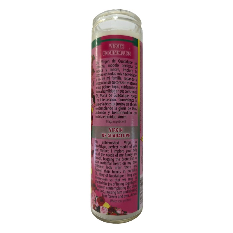 Virgin of Guadalupe (Virgen de Guadalupe) White Devotional Candle