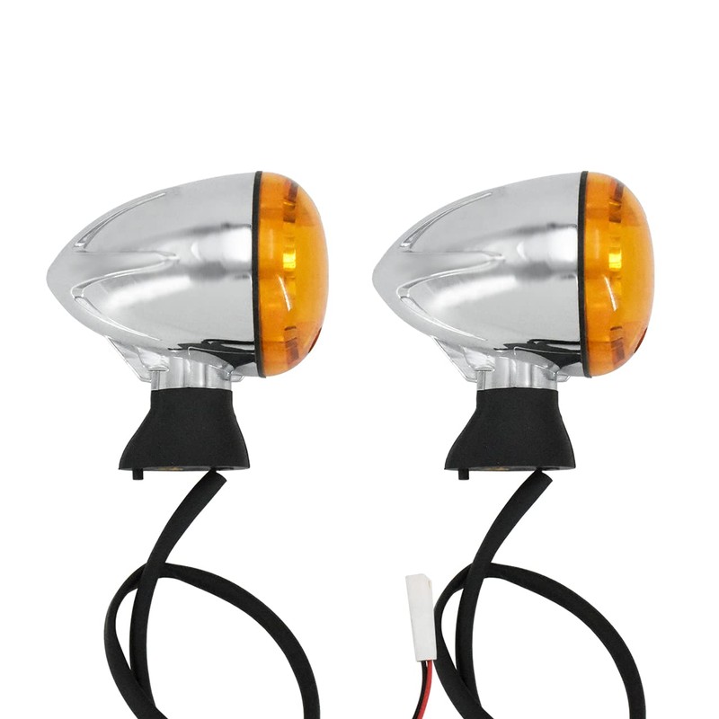 HDBUBALUS Motorcycle Turn Signals Chrome Bullet Front Blinker Indicator Light