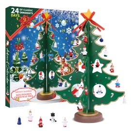 JAMFIT 28 Pcs Christmas Advent Calendar 2025 with Christmas Tree Ornaments - Premium Advent Calendar for Kids, 24 Days Vintage Christmas Countdown Calendar, Christmas Themed Party Decoration