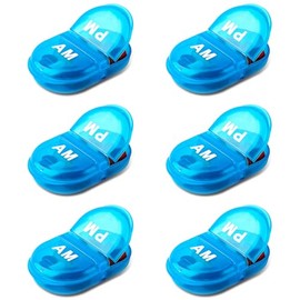 6PCS Pill Organizer AM PM 2 Compartment Daily Pill Box for Pocket or Purse Small Travel Pill Holder for Seniors, Vitamins & Supplements