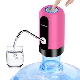 EASYSPEED Water Dispenser for 5 Gallon Bottle Portable Electric Water Pump with 2 Adapters USB-C Charging Battery Powered Automatic Drinking Water Dispenser for Camping,Kitchen, Office,Red