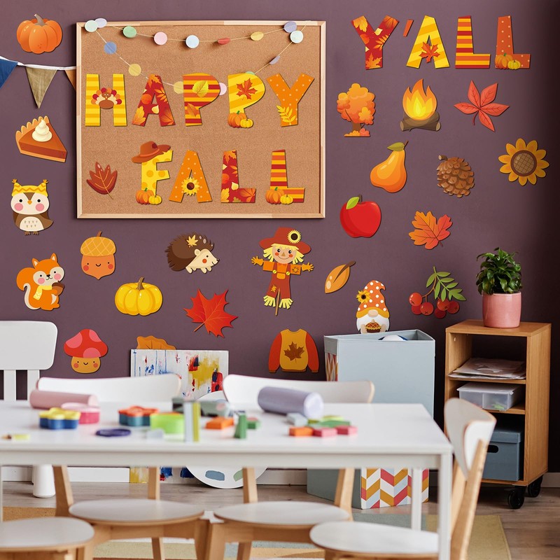 Estune 72 Pcs Happy Fall Cutouts Fall Classroom Bulletin Board