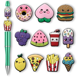 Qimbytar Easter Bee Food Focal Beads for Pens, Silicone Focal Beads Bulk for Bead Pens Keychain Bracelet Jewelry Making (Food)