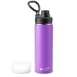 Mollcity Insulated Water Bottle-22 oz Stainless Steel Double Wall Vacuum Wide Mouth Water Bottle with Spout Lid-Metal Leak Proof Flask for Travel (Purple)