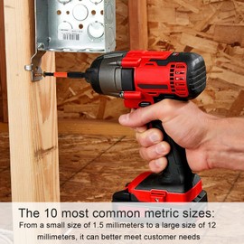 10Pcs Magnetic Allen Key Drill Bit Set, H1.5-H8 50mm Metric Inner Impact Driver Hex Head with 1/4 Inch Hexagon Shank S2 Steel Wrench Screwdriver Accessories Kit for Electric Manual Screwdrivers