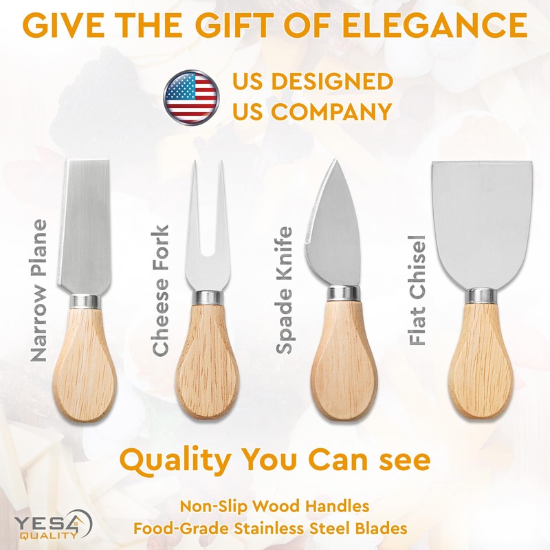Slate Cheese Board Set w/Easy Carry Handles (14” x 10”,