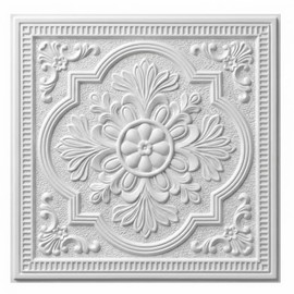 Nuanchu 40 Pcs 13.8 x 13.8 Inch Foam Drop Ceiling Tiles Peel and Stick White 3D Wall Panels, 26-105.5 sq. ft Adhesive Glue up Waterproof Wallpaper for DIY Office Home (Exquisite)