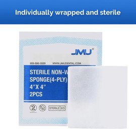 JMU Sterile Gauze Pads 4x4, Highly Absorbent Non-woven Sterile Gauze Sponges, 25 Packs, 50 Pcs Total