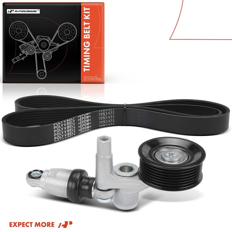A-Premium Serpentine Drive Belt Kit with Tensioner Compatible with Honda