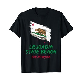 Leucadia State Beach California Paint Splatter Flag Vacation T-Shirt
