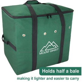 MOUNT GIHULO Hay Bag for Horses - 900D Polyester Horse Hay Bag, Hay Storage Bag - Carry Handles, PVC Waterproofing, 2-String Bale (Hunter Green, Small)